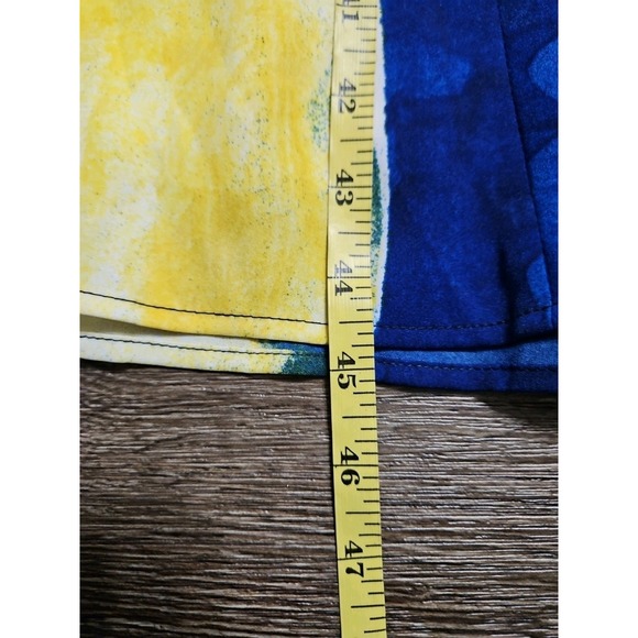 DKNY Women's Side Ruched Sleeveless Midi Dress In Lemonade Combo - Picture 12 of 14